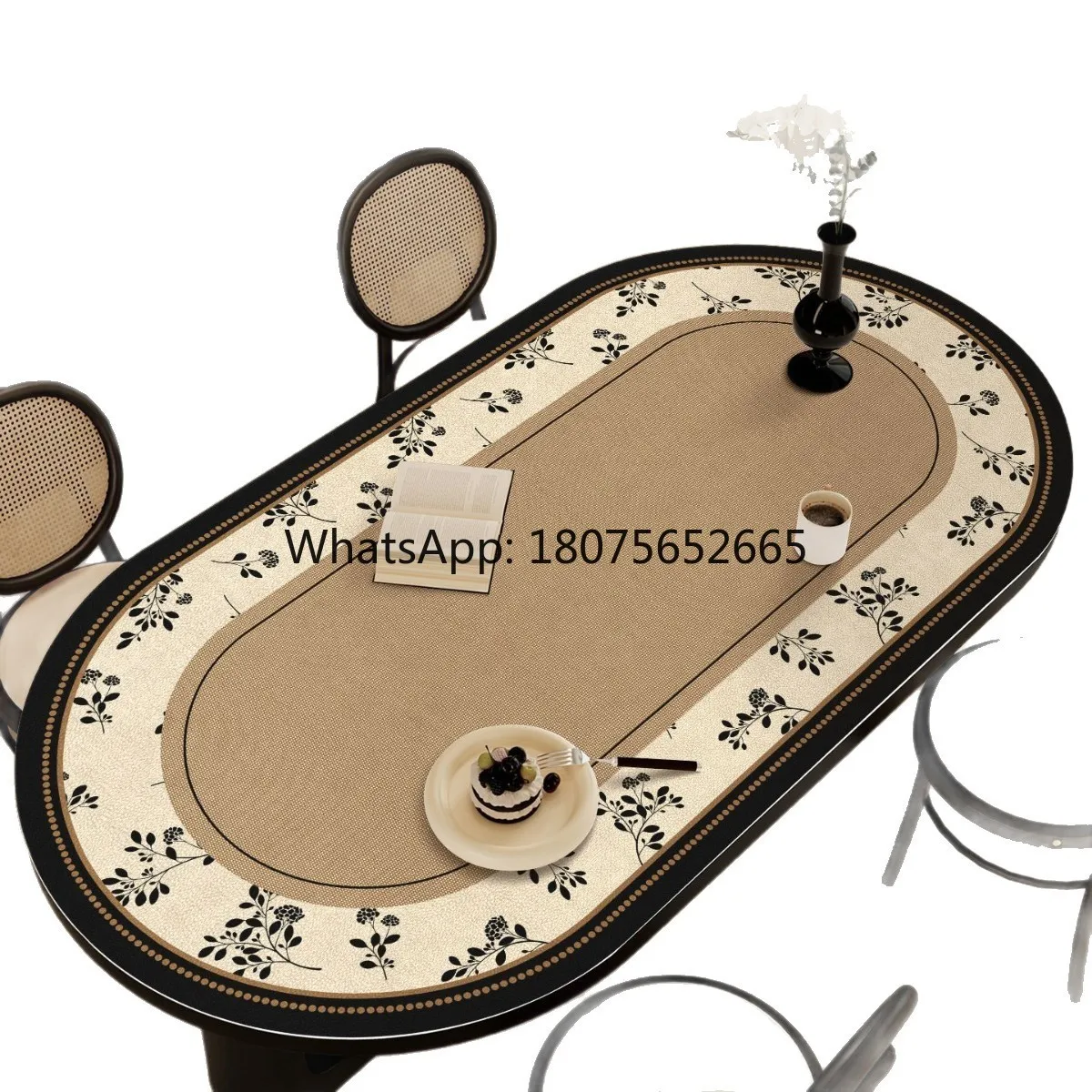 Luxury high-end heat-resistant table mat oval coffee table mat waterproof and oil-proof