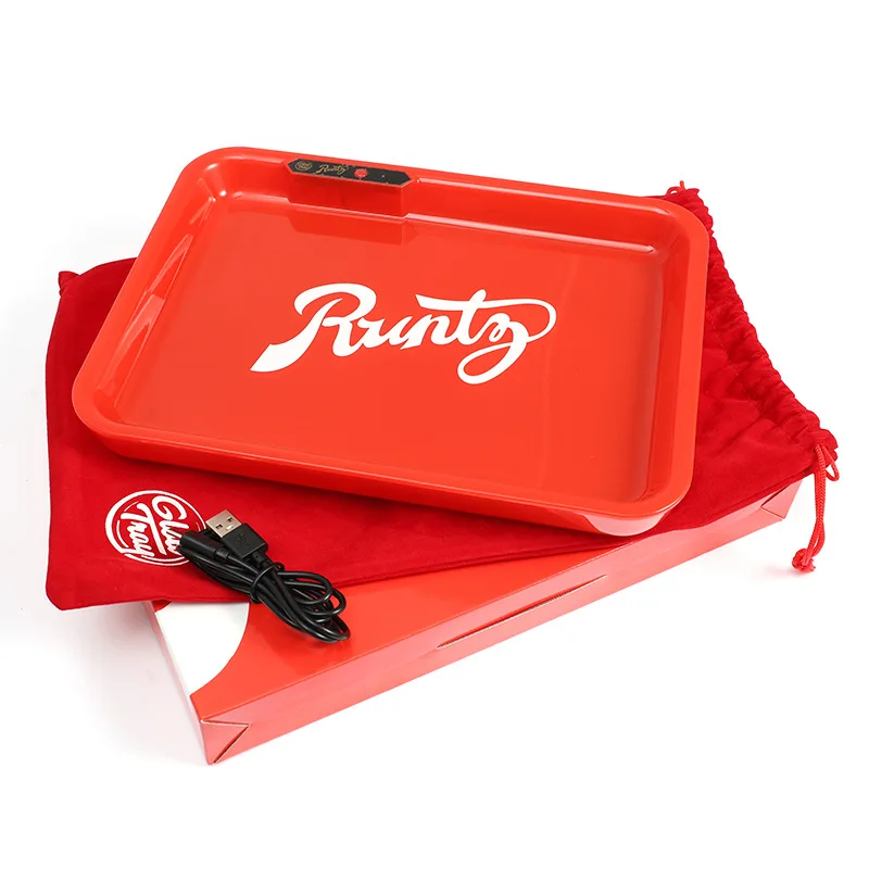 LED Rolling Tray for smoking Runty Manual Control Lighting Changes Glow Tray Tobacco Tray Box Smoking Accessories USB charging