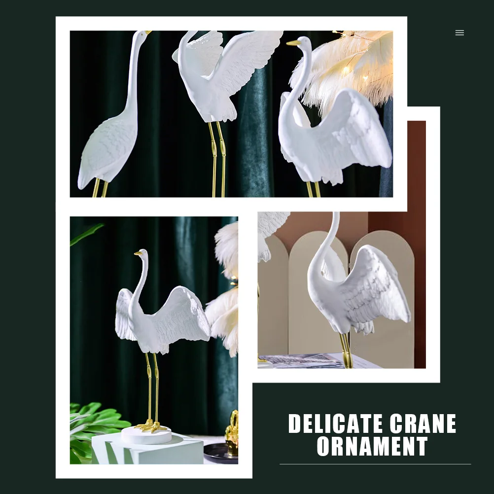 

1pc Red-Crowned Resin Ornament Home Decoration Delicate Crane Decor Modern Light Luxury Household Crane Crafts Stylish Office