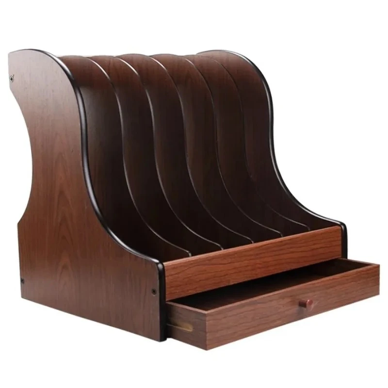 Multi-layered Creative Wooden Desktop File Rack: Perfect for Ins Folder Storage & Efficient File Sorting, Available
