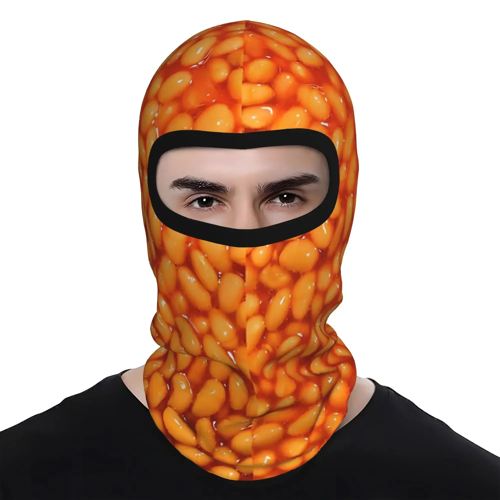 Custom 1pc of Baked Beans Balaclava Neck Gaiter That Is Breathable, Wind-Resistant, And Dust-Proof, Ideal for Activities