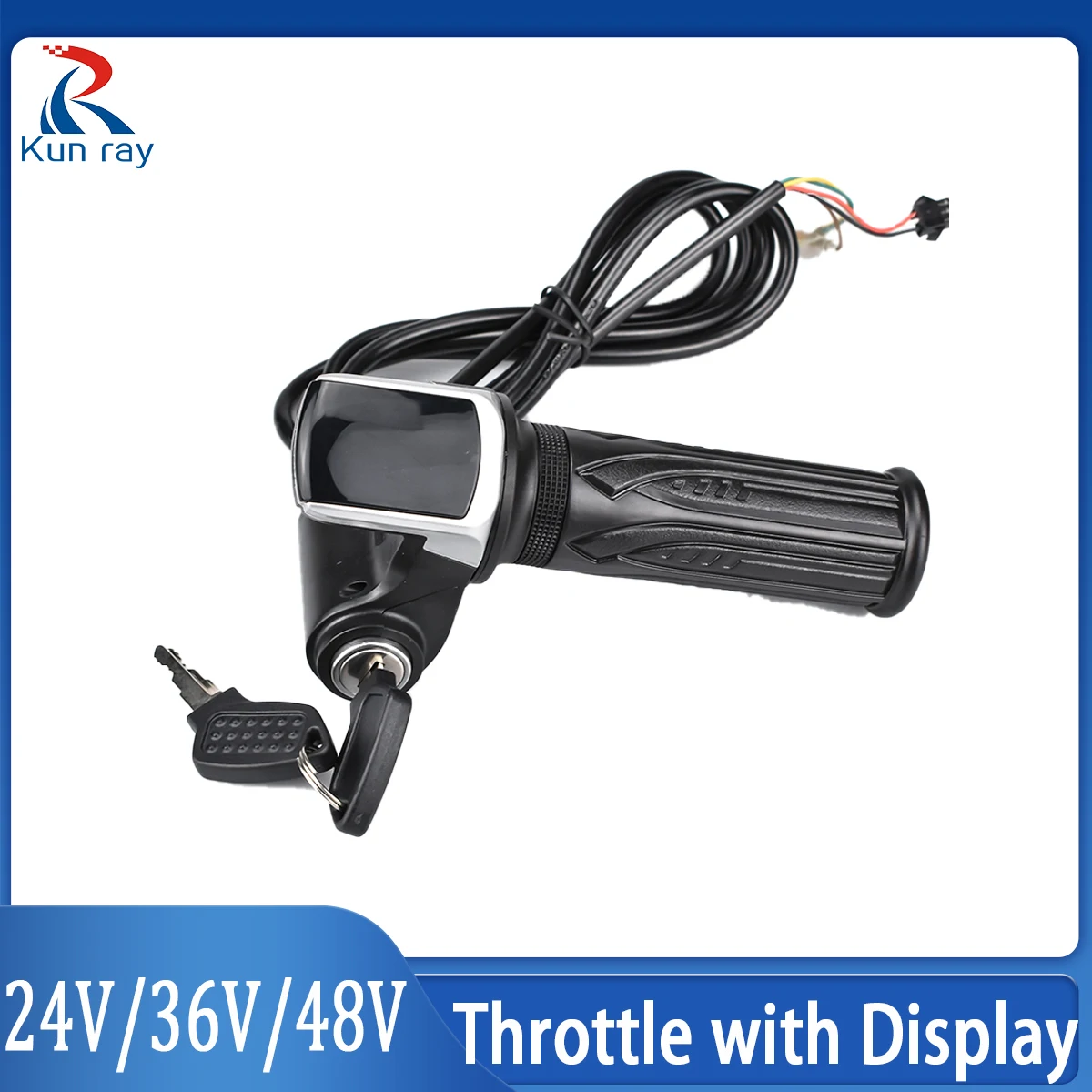 

WUXING 122DX E-Scooter Gas Handlebar Twist Throttle with LCD Display Have Key Lock , 24V 36V 48V Universal Fit for E-Bike