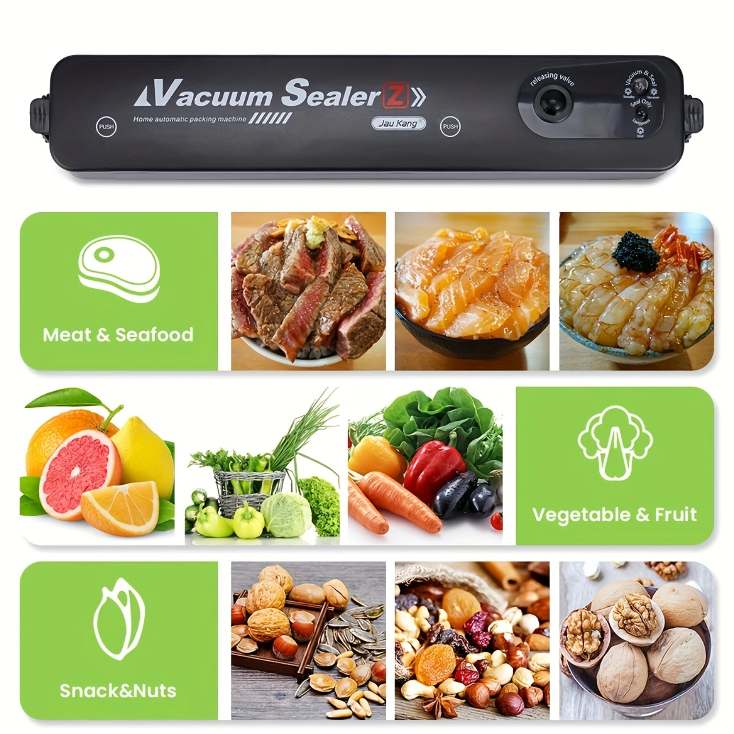 Vacuum Sealer Machine For Food Saver - Food-Vacuum-Sealer Automatic Air Sealing System For Food  Dry And Wet Food Modes Compact