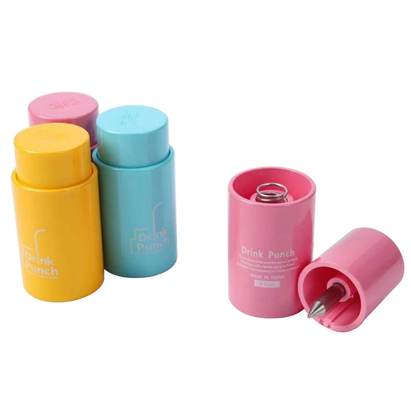 1pc Mini Water Drill apribottiglie strumenti Drink Punch Bottle Cover Hole Punch Opener per paglia per la festa colore casuale vendita calda