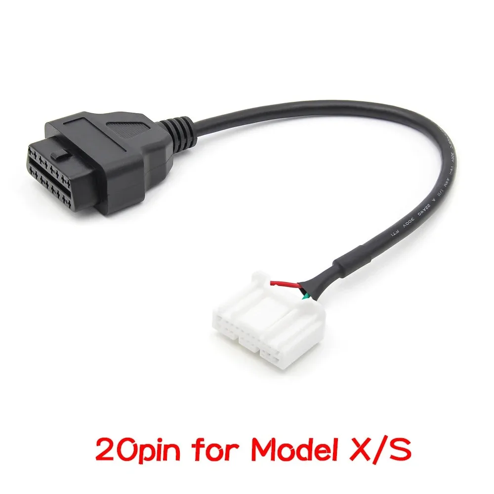 OBD2 Connector for Tesla Model X S 20Pin OBD 2 Diagnostic Car Tools Male Female to 16Pin Cable for Tesla Model X S Auto Adapter