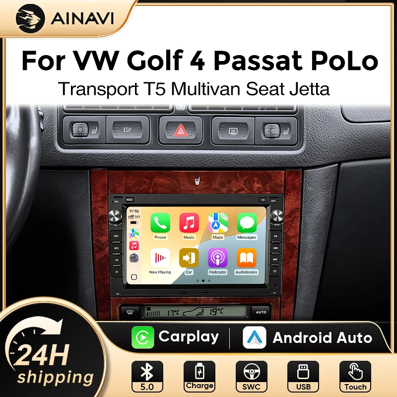 Image of AINAVI 7-Zoll Android Autoradio für VW Volkswagen Passat B5 Mk4 Mk5 Golf 4 Polo Bora Jetta T5 Kabelloses Apple CarPlay Auto IPS-Bildschirm Stereo Multimedia-Videoplayer Intelligente Fahrzeugsysteme 2