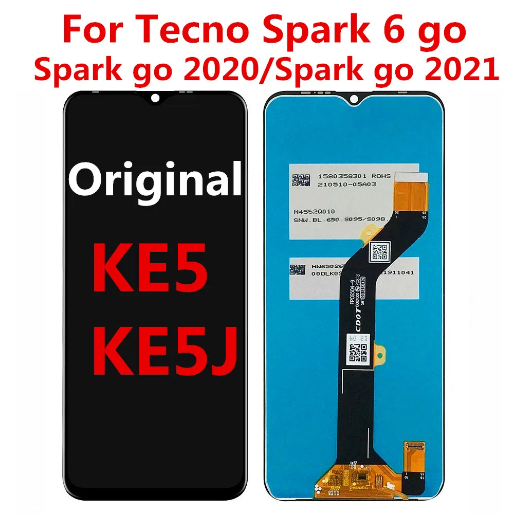 Tested  for Tecno Spark 6 go/spark go 2020 Display with Touch Screen for Tecno KE5 KE5J LCD Pantalla SPARK GO 2021