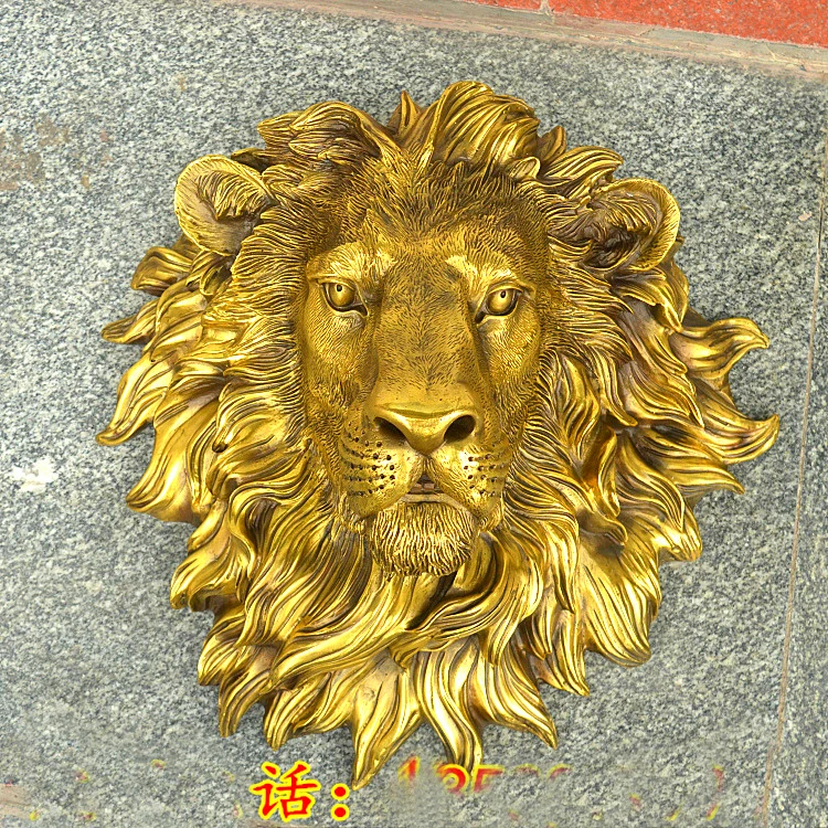 Large Huge - HOME Shop company hall wall  decorative art thriving business Money Drawing brass Africa lion statue