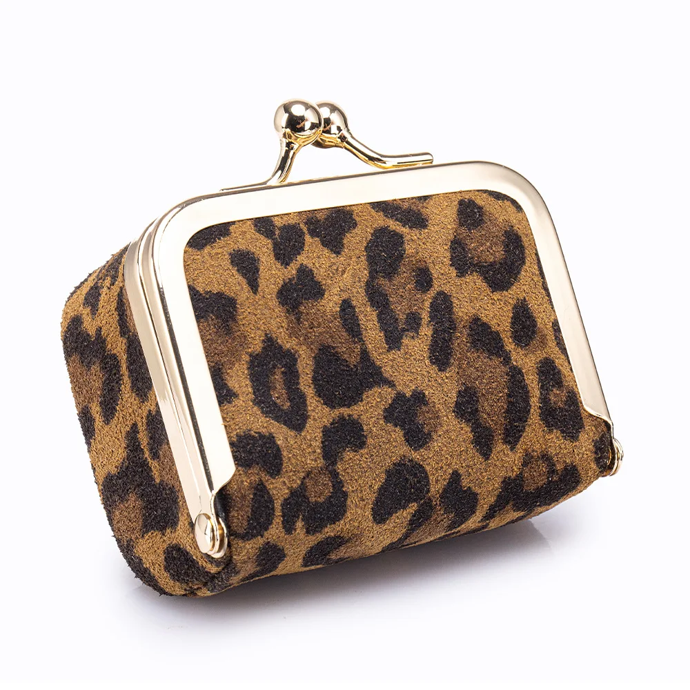 Woman Coin Purse New Leopard Print Leather Clutch Diamond Ring Jewelry Bag Mini Ring Necklace Earring Organizer Coin Purse