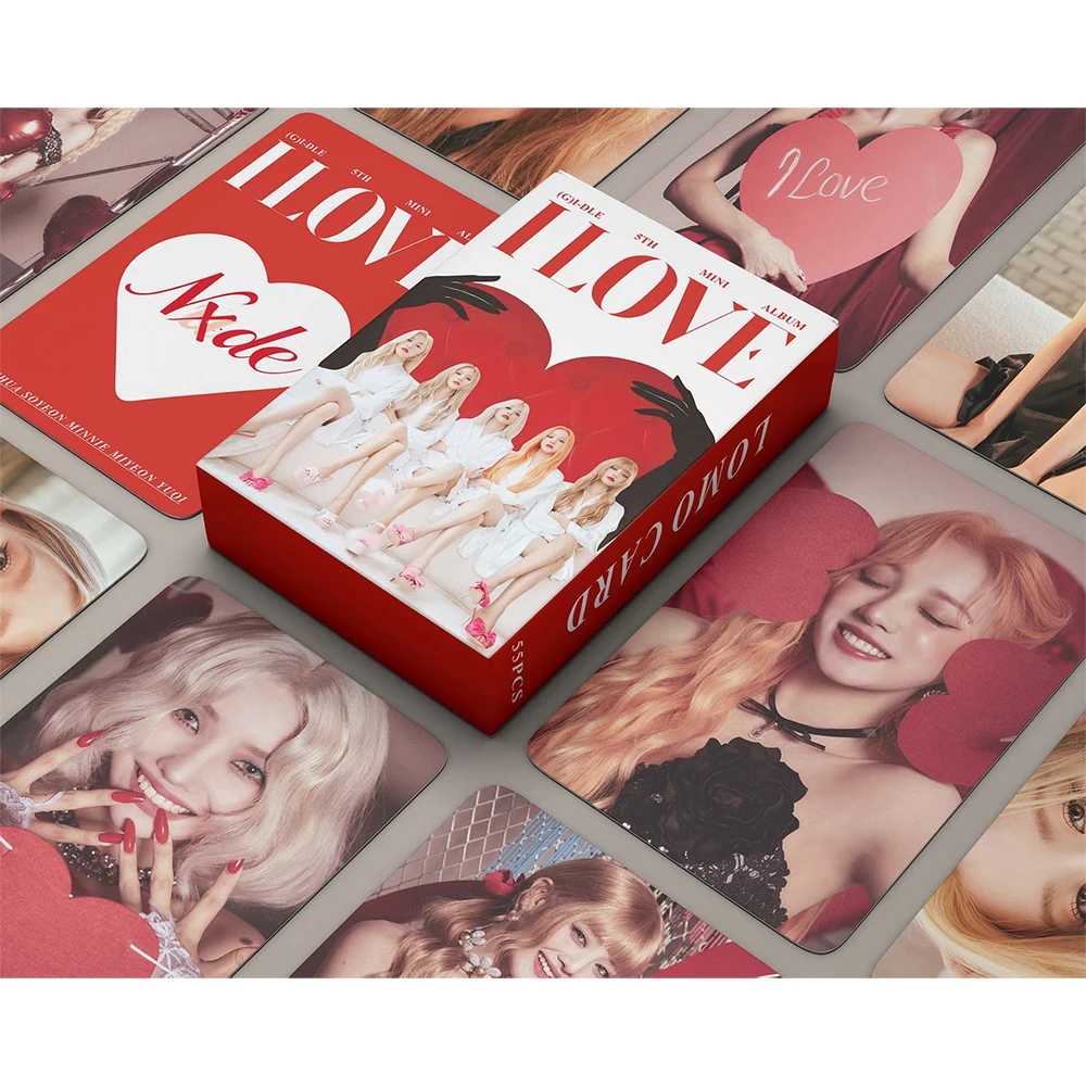 KPOP (G)I-DLE I LOVE Album NXDE 55pcs Photocard 2022 World Tour Double-Sided Boxed LOMO Cards Gilde YUQI MiYeon Fans Collections