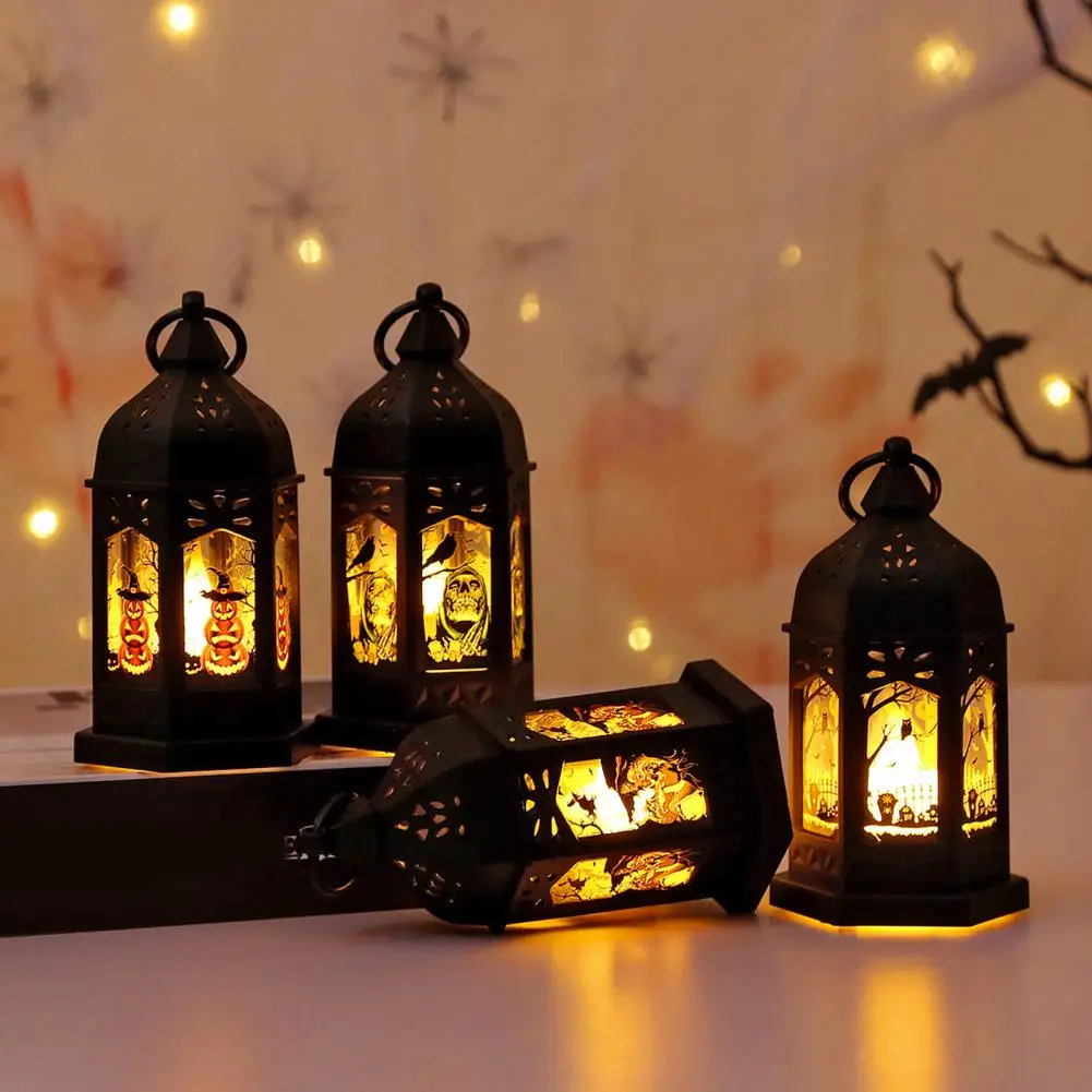 Smokeless Candle Replica Halloween Castle Flame Lanterns Battery Operated Led Lights for Spooky Table Decor Flameless Candle