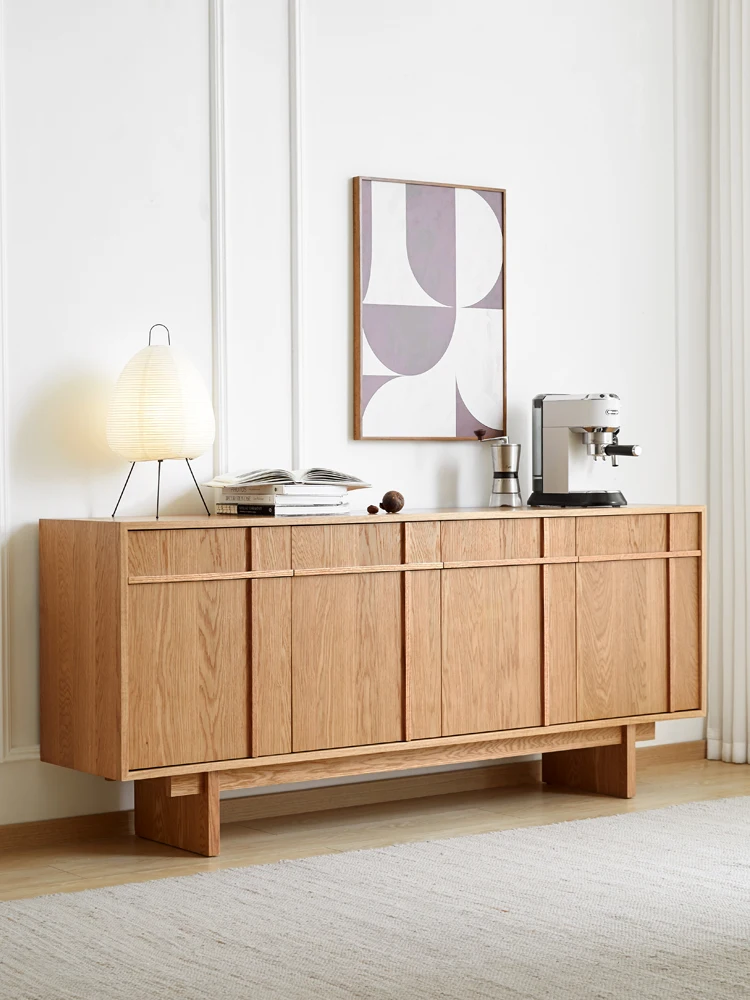 

White oak large-capacity storage sideboard Japanese log style modern simple porch cabinet