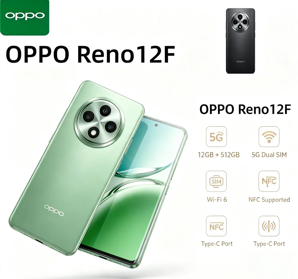Latest 2026 OPPO Reno12F Cellphone 12GB+512GB Mass Storage Premium Memory Configuration Support Continuous Stable Usage Genuine