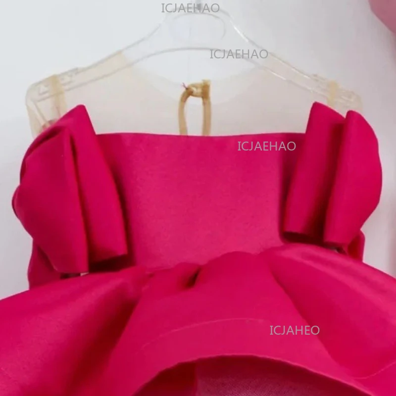 2026 Kids Girls Satin Fluffy Ribbon Birthday Girl Dress Clothes Children Simple Design Formal OutfitParty Princess Gown Flower