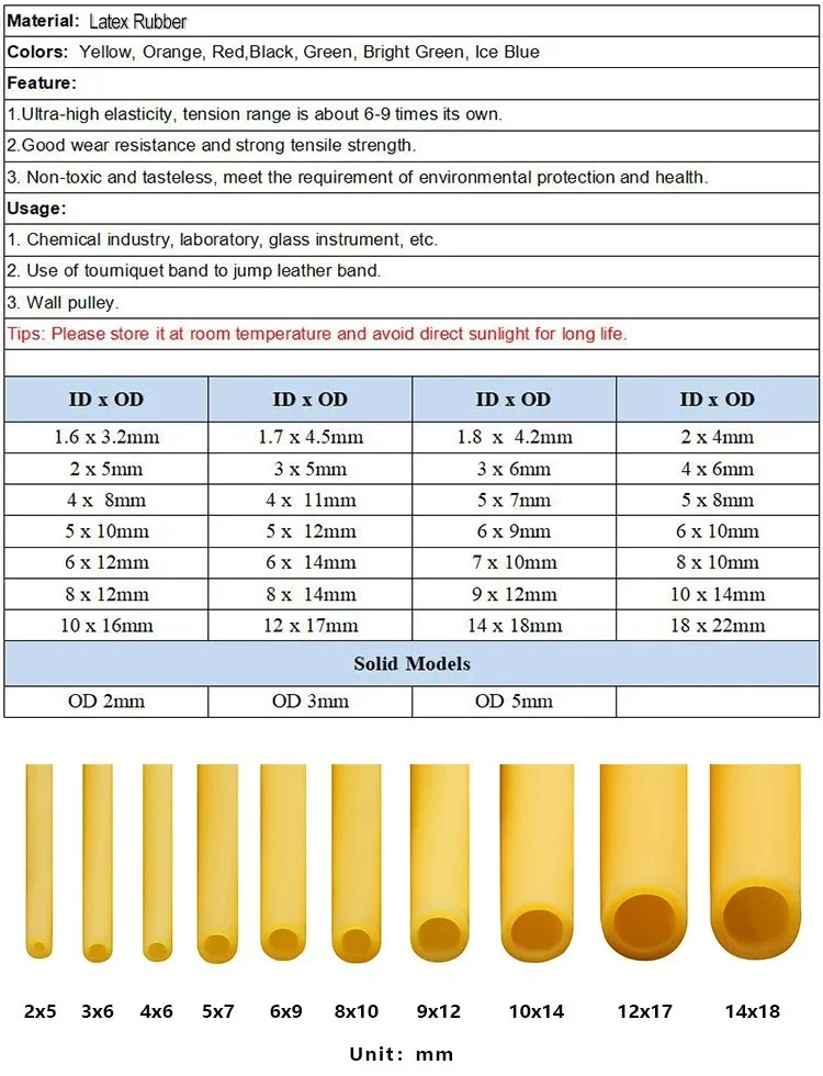 2/5/10m Latex-Gummischläuche Gelb ID 1,6mm~18mm Hochelastischer Angelreif Elastisches Fitnessband für Schleuder Katapult – Detail 2