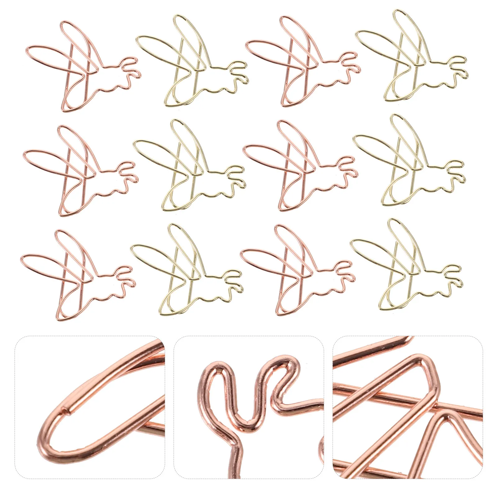 

20Pcs Creative Shaped Bee Paper Clips Cute Metal Document Clips for Office File Paperwork Decorative Fun Paper Clamp