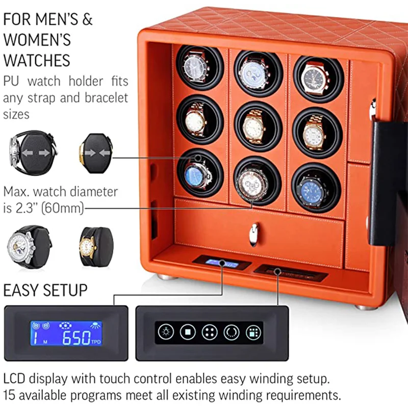 IBBETON Watch Winder Intelligent Safe Box Automatic Watch Steel Storage Box 6/9/12 Watches & Jewelry Storage Cabinet