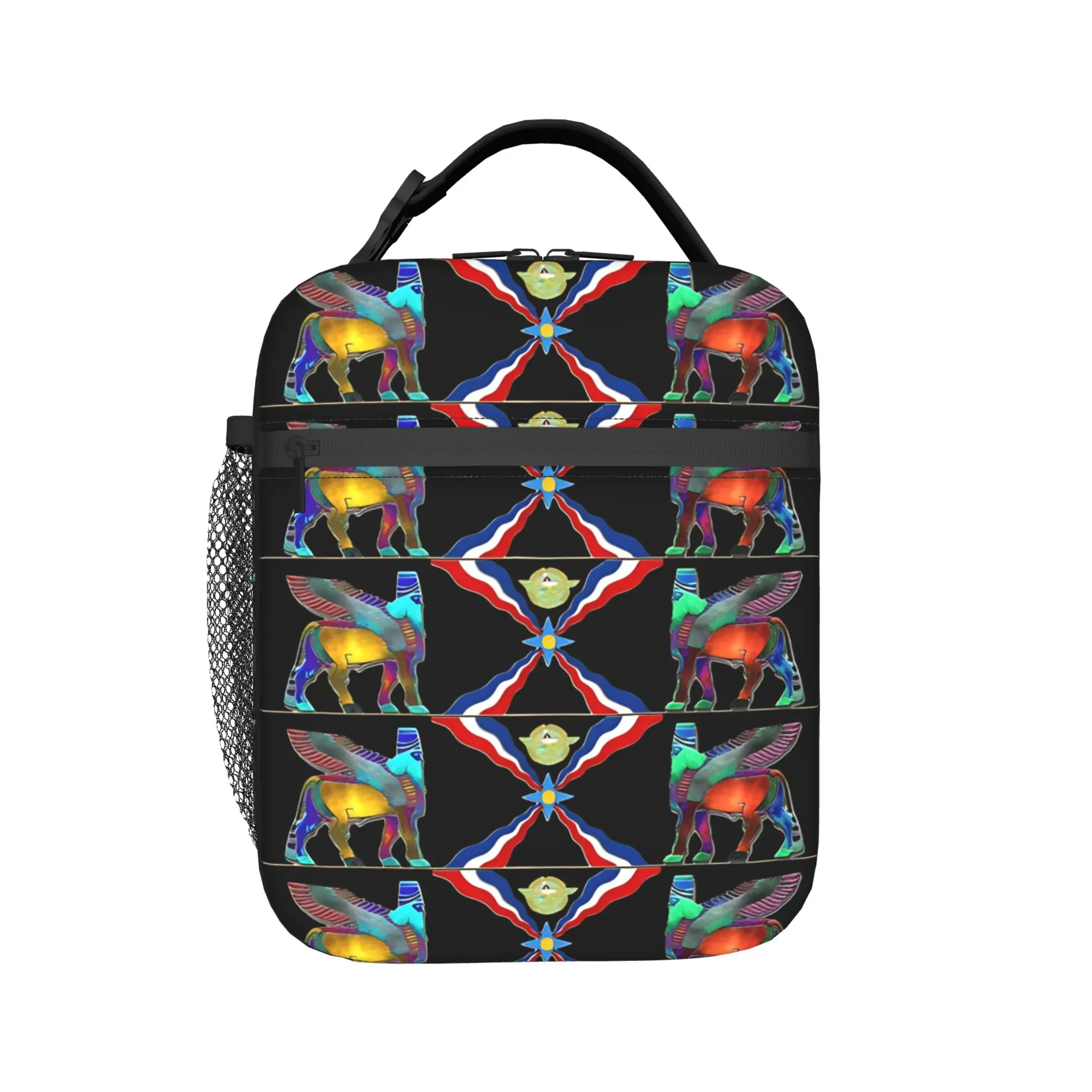 Assyrian Flag Lunch Bag Office Convenient Lunch Box For Women  Oxford Graphic Cooler Bag