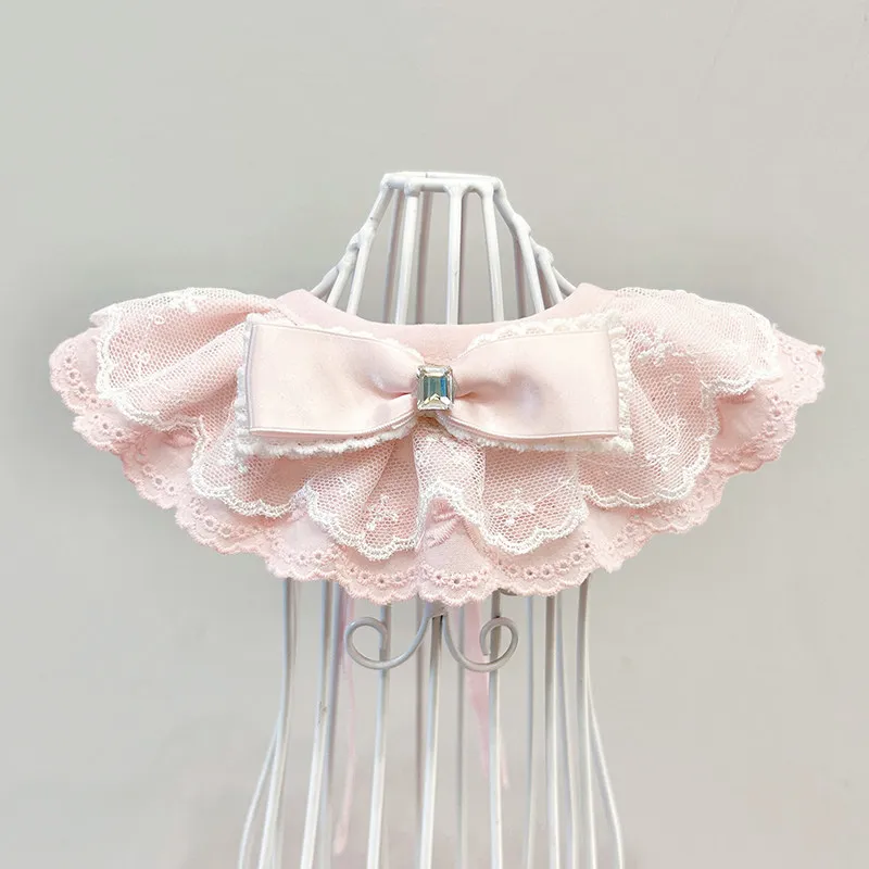 

Korean Pink Blue Puppy Bibs Tie Simple Cute Lace Bow Decor Neckerchief Collares For Small Medium Dog Pet Supplies Accessory 2026