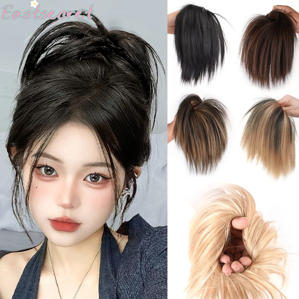 

EAST Synthetic Fake Hair Messy Bun Chignon Elastic Flexible Band Scrunchy Scrunchie Curly Hairpiece Synthetic Extension