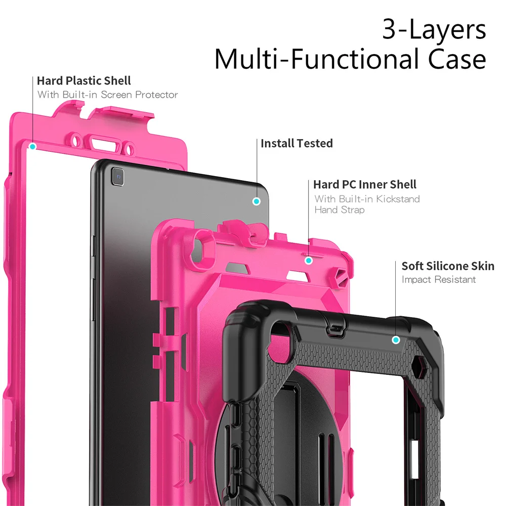 Copertura completa per Samsung A7 A8 A9 S6 S7 S9 T387 T290 T307 T580 T590 P610 con custodia protettiva per tracolla con tracolla