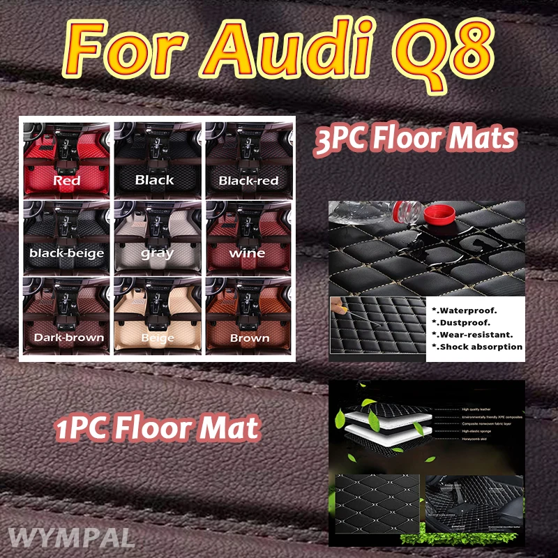 

Luxury Car Floor Mats For Audi Q8 2022 2021 2020 2019 Leather Carpets Cover Custom Styling Interior Foot Artificial Accessories