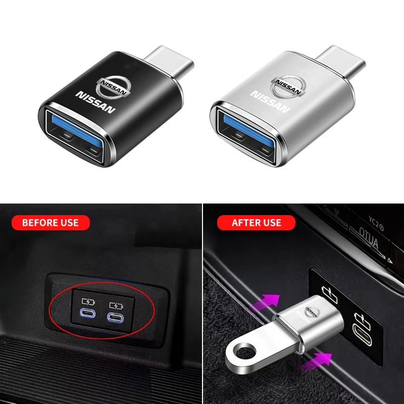 Car Usb Type C Cable Converter Charging Adapter Car Accessories For Nissan Mercedes Benz Alfa Romeo Renault MINI Seat Chevrolet