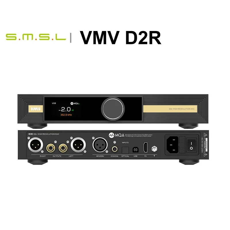 

SMSL VMV D2R MQA DAC Digital Decoder BD34301EKV chip Hi-Res Audio with Bluetooth 5.1 PCM768 DSD512 with Remote Control