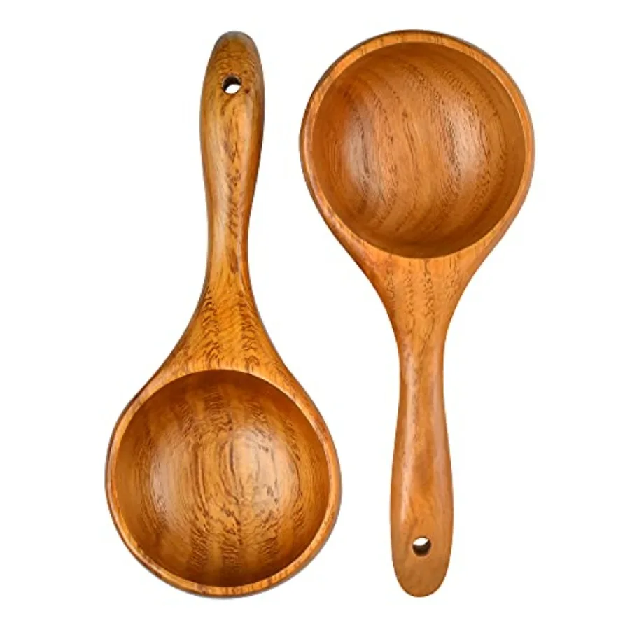 

2 Pack Wooden Scoop Ladle for Kitchen, 8.5 Inch Large Solid Wood Kitchen Rice Scoop Multipurpose Bath Salt Scoop for Serving Fl