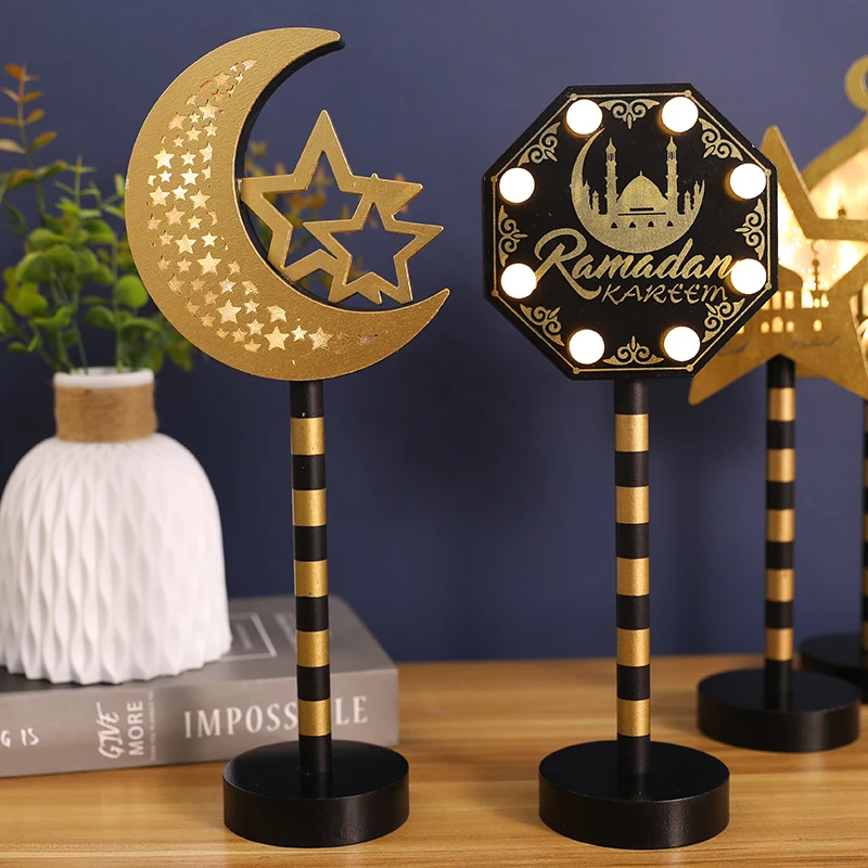 

Eid Mubarak LED Light Ornaments Tabletop Atmosphere LED Lights Ramadan Kareem Tabletop Ornament Islamic Muslim Party Decoration