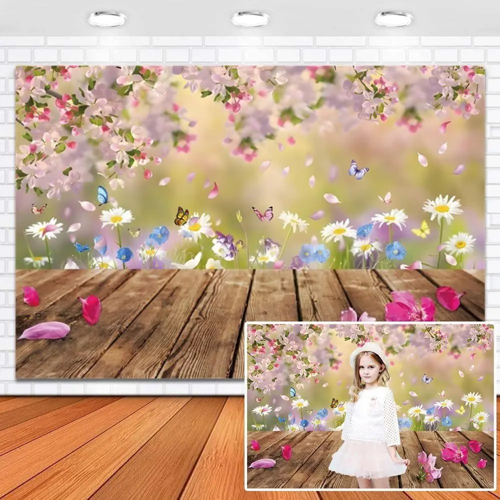 

Весенние пасхальные фоновые панели для фотосъемки 20x10 футов, виниловые, с изображением пасхального сада и деревянного пола, для детских портретов на день рождения, настенный декор