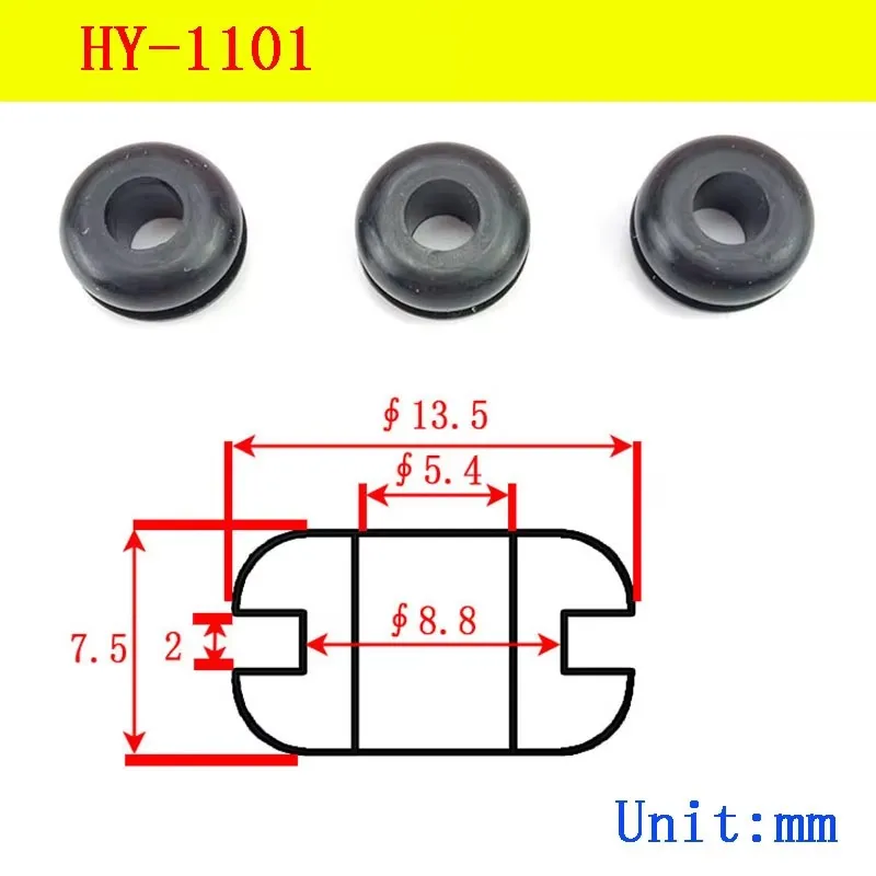 HY-1101 Silicone Rubber Wire Grommet Gasket Clamp Electric Box Inlet Outlet Seal Ring Dust Silicone Plug 8.8mm Cable Protector