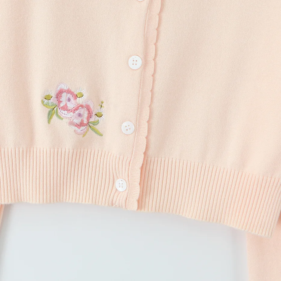 Frauen Bestickt Oansatz Lange Ärmeln Dünne Stricken Einreiher Mantel Tops Herbst Winter Weibliche Gestrickte Pullover Strickjacke Jacke