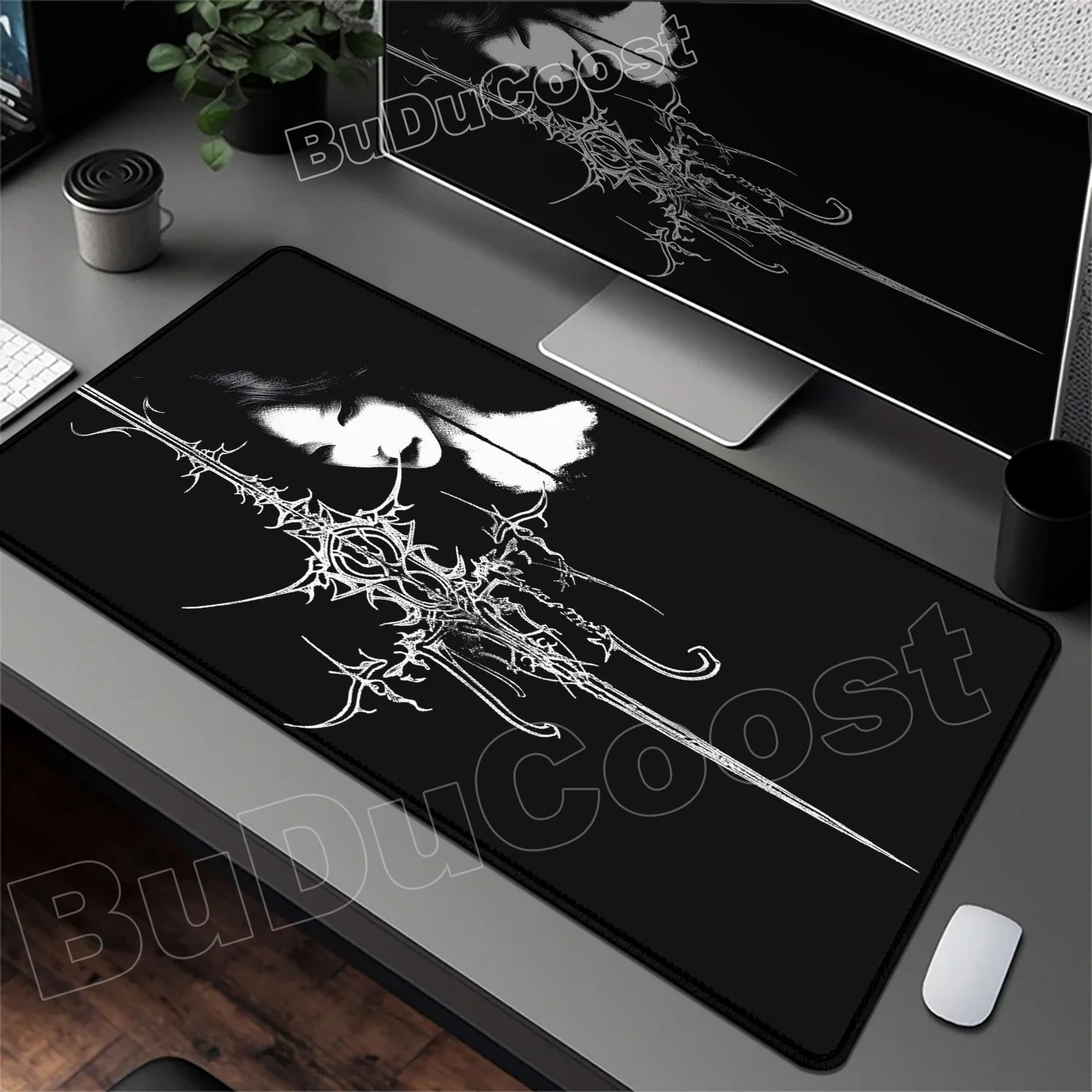 تصميم فتاة لحام السيف الرائعة مقاس كبير لوحة ماوس مطاطية مضادة للانزلاق XXL ملحقات ألعاب الكمبيوتر لوحة المفاتيح ديكور سطح المكتب حصيرة #3