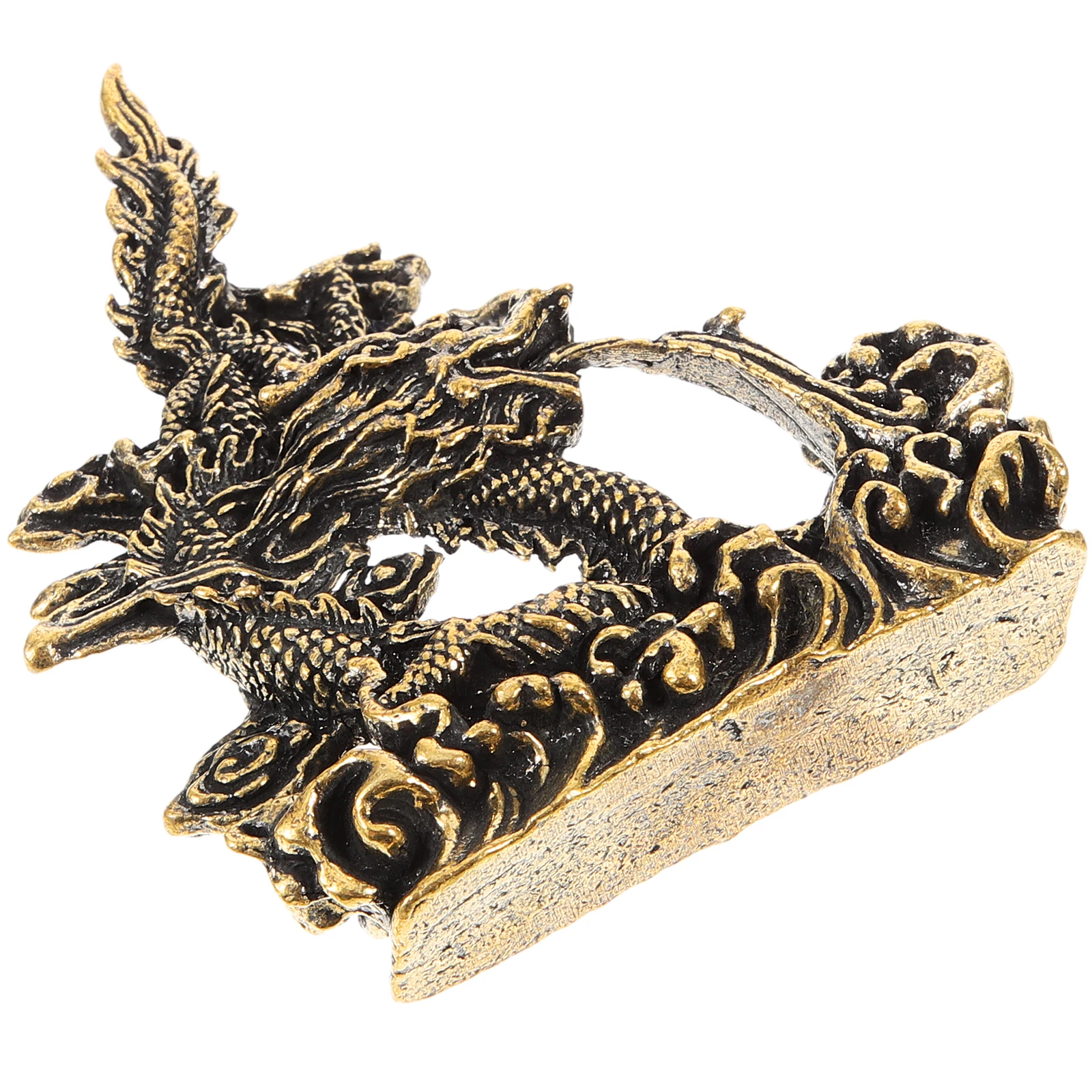 

1pcs Dragon Playing Water Ornament Vintage Metal Figurine Solid Copper Decoration Small Dragon Decor Tabletop Home Office Craft