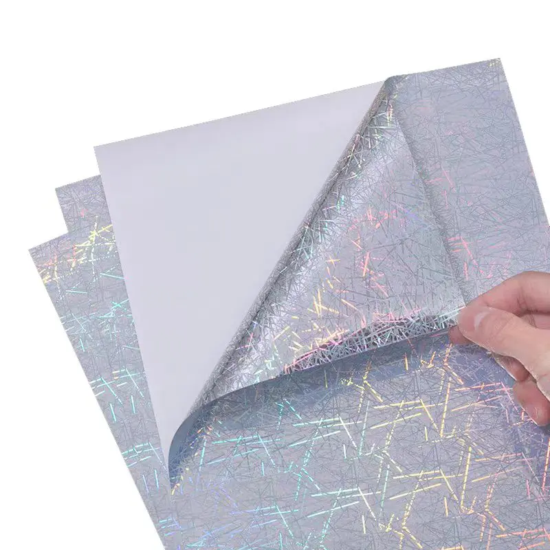 Iridescent A4 self-adhesive printing paper inkjet waterproof laser sticker holographic bubble vinyl sheets handbook PVC film