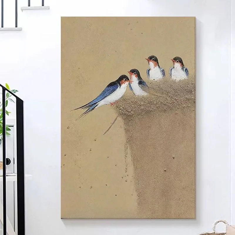 Swallows Return to Their Nests Abstract Handmade Oil Painting Living Room Decoration Painting Dining Room Sofa Background Wall