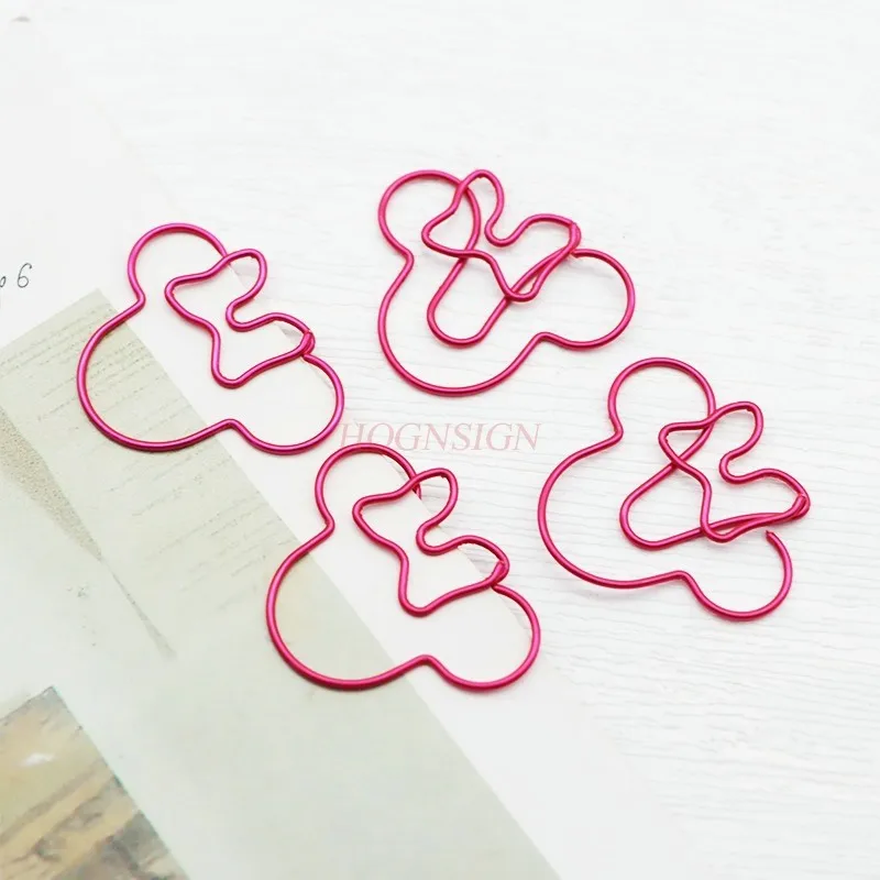 12pcs Pink paper clip boxed creative shaped clip metal fun folder cute paper clip