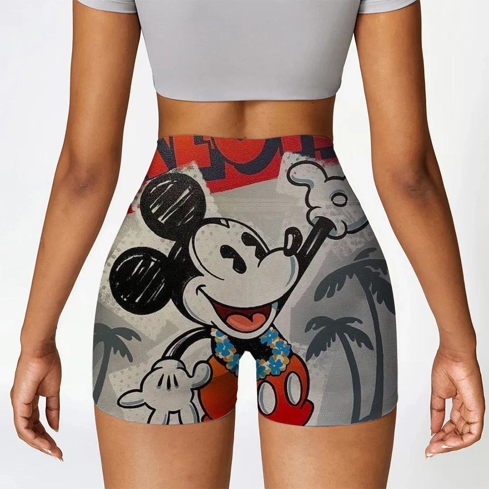 디즈니 미키 마우스 미니 프린트 여성용 짧은 바지 미니 여성용 반바지 섹시한 바이커 폴 댄스 꽉 부티 스키니 데시