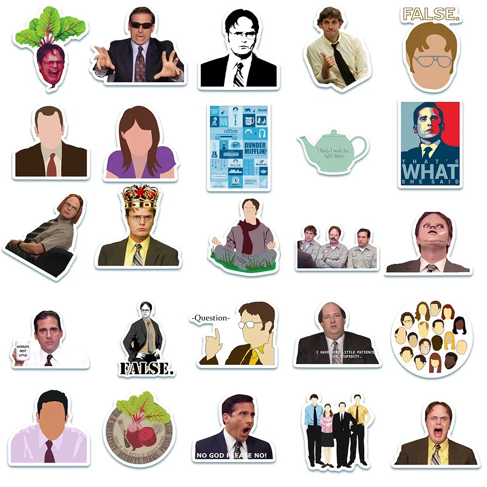 50 pçs programa de tv o escritório graffiti adesivos decalque portátil guitarra motocicleta telefone bagagem carro diy engraçado adesivo brinquedo do miúdo presente