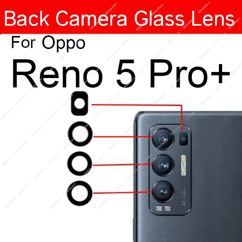 Back Camera Glass Lens For OPPO Reno 5 6 Pro Plus Pro+ 5Lite 5F 5Z 5K 4G 5G Rear Main Camera Lens with Glue Sticker Parts