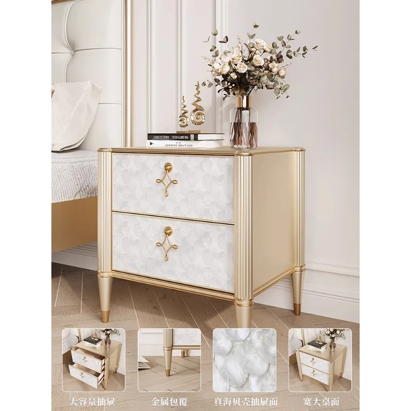 Light luxury solid wood bedside table Bedside table Bedroom master bedside table Premium simple  storage storage locker