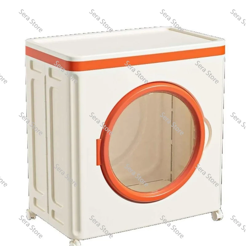 New Foldable Storage Cabinet Dustproof Large Capacity Toys Storage Basket Household with Pulleys Clothing Organizer