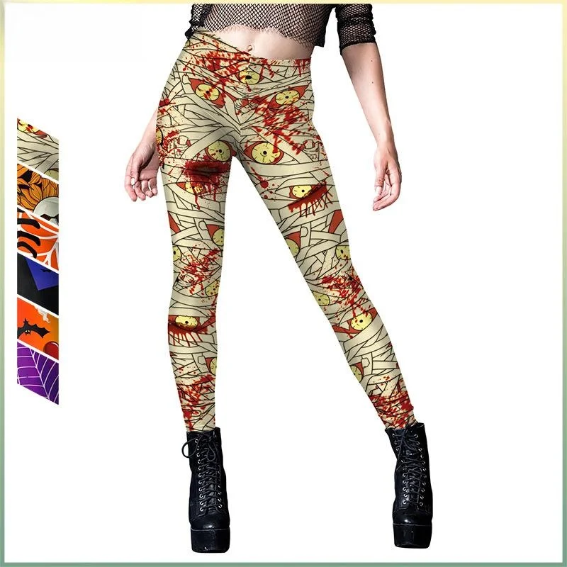 Pantaloni da yoga con stampa loween Leggings sportivi Pantaloni lunghi da donna in fibra di poliestere Stagione primaverile 2024