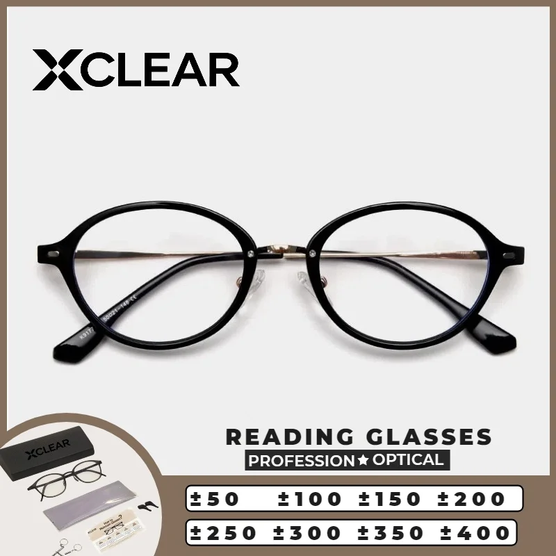 

Очки для чтения XCLEAR, оптические, с защитой от синего света, для коррекции близорукости, прогрессивные, по рецепту, ретро, круглые, комфортные, ультралегкие