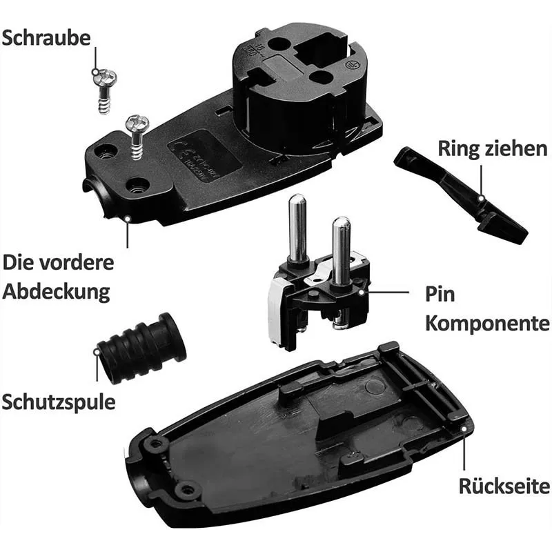 Schuko Angled Plug Flat, Schuko Flat Plug 250 V (16 A), Schuko Plug, Schuko Plug Flat, Eu Plug Spare Parts Accessories