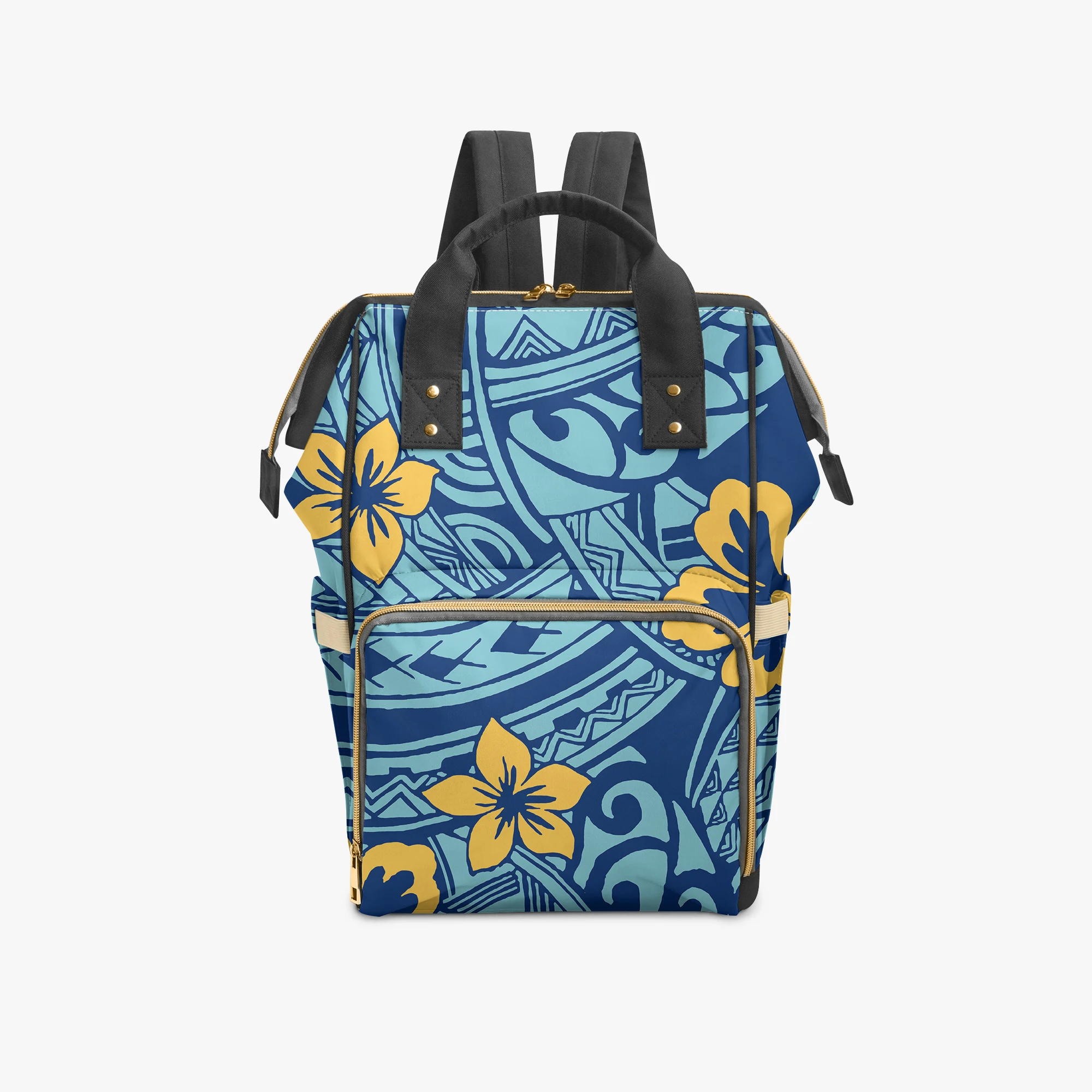 

Индивидуальный рюкзак с большой вместительной портативной сумкой для хранения для путешествий, полинезийский мягкий холст, высококачественный рюкзак для мамы