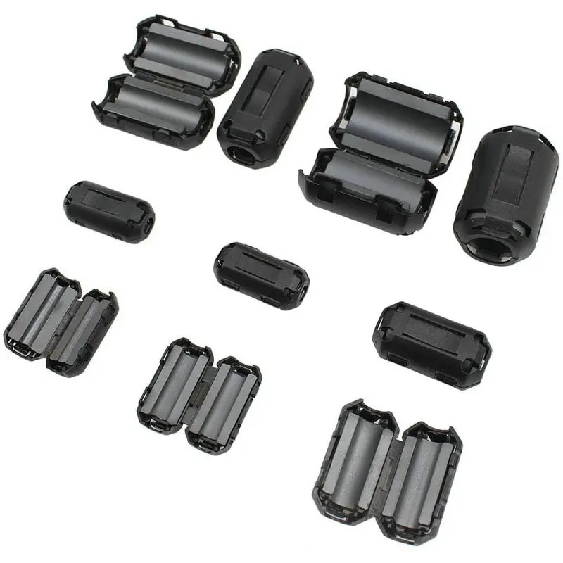 Ring Core Ferrite Bead Clamp Choke Coil EMI RFI Noise Filter Clip Snap for 3.5/5/7/9/13mm Black Cable Connector Filters Holder