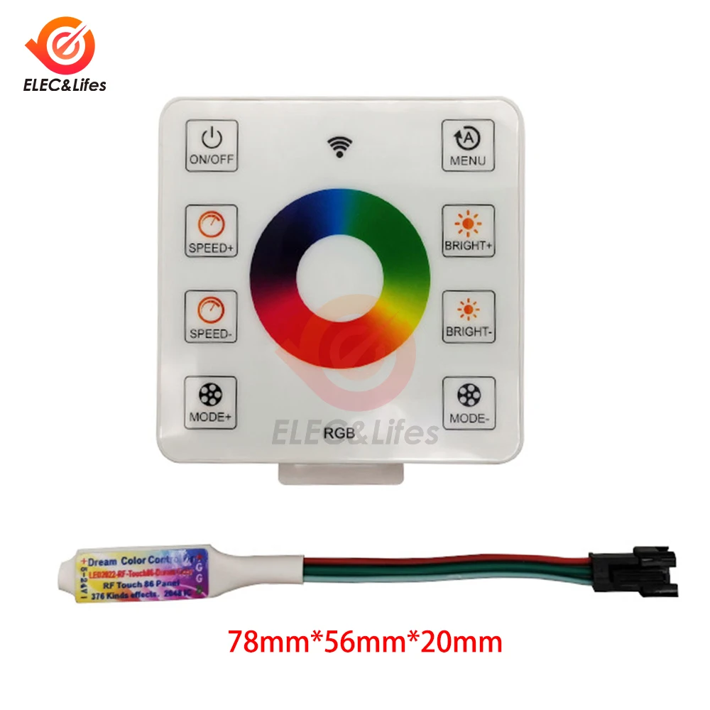 DC 5-24V 8 ปุ่มแผงสัมผัส LED controller สําหรับ WS2812B WS2811 RGB น้ําไหล Horse Race LED Strip 2048 พิกเซล