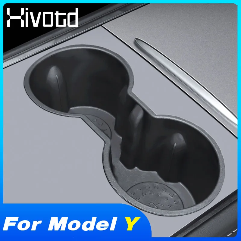 

Hivotd Center Console Water Cup Holder Interior Anti-Slip Pad Car Accessories Waterproof Car Coasters For Tesla Model Y 2021